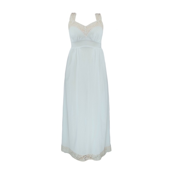 Vintage Lingerie Pale Blue Lace Maxi Slip Dress - Picture 1 of 4